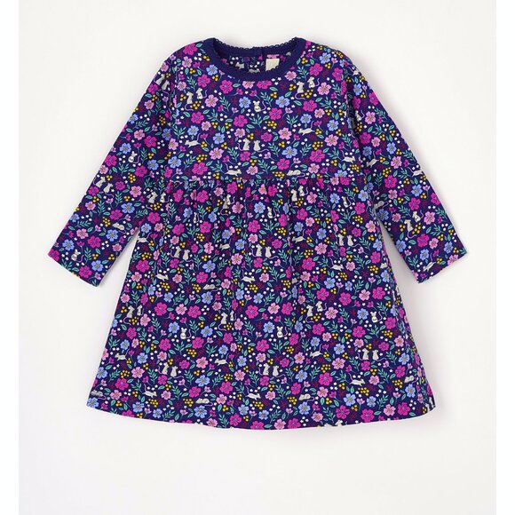 JoJo Maman Bébé Toddler Girls Navy Floral Mouse A-Line Dress 4-5 years - Picture 1 of 3